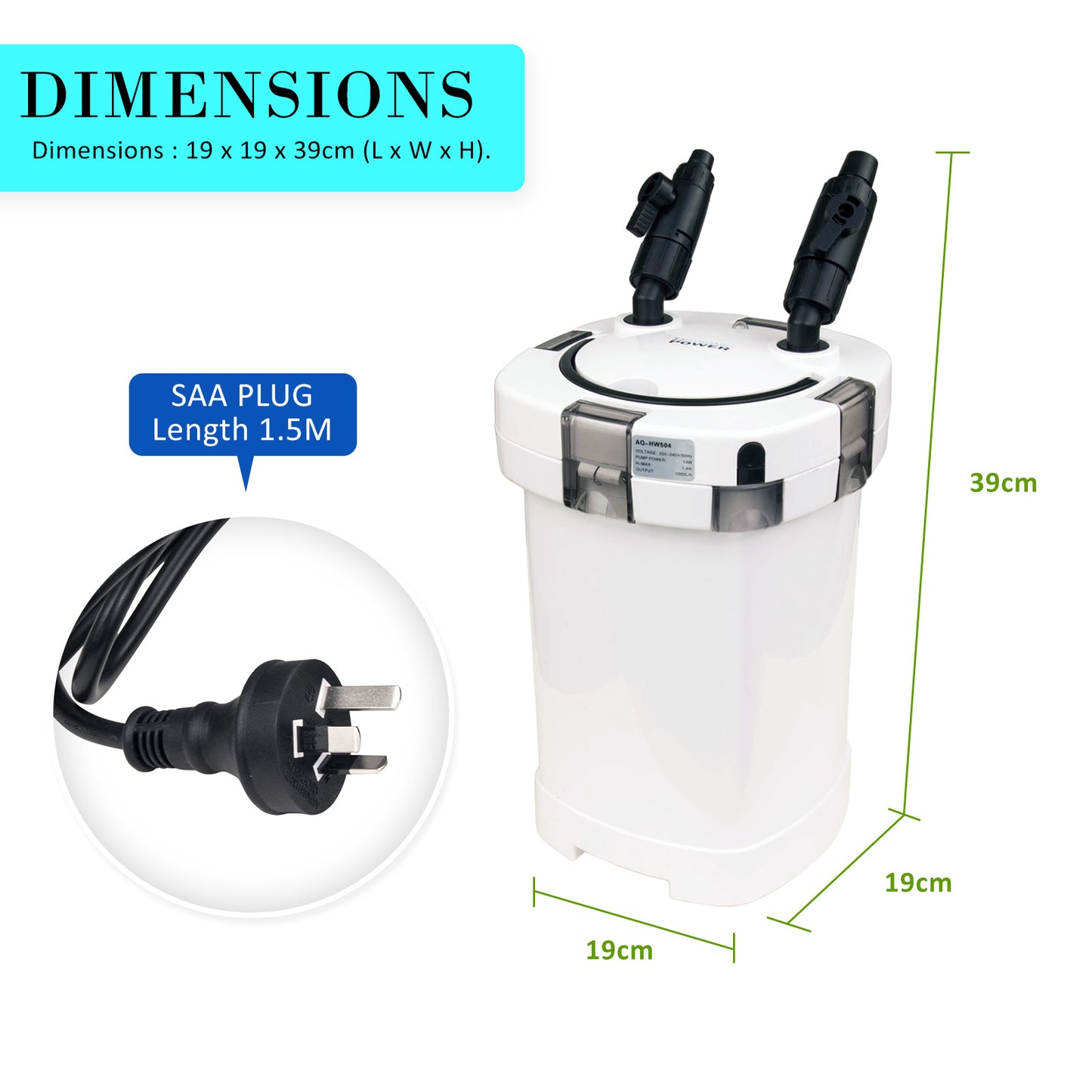 Aquarium External Canister Filter 1000L/H - Paws & Palettes