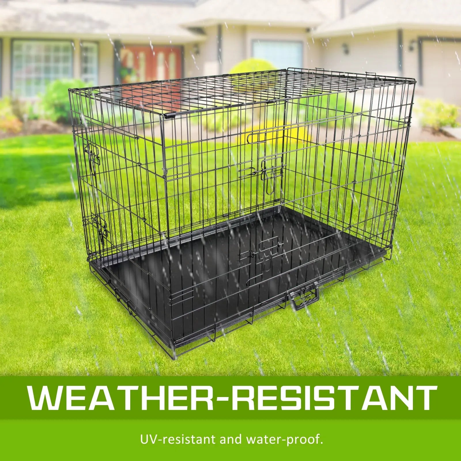 Wire Dog Cage Foldable Crate Kennel 36in with Tray - Paws & Palettes