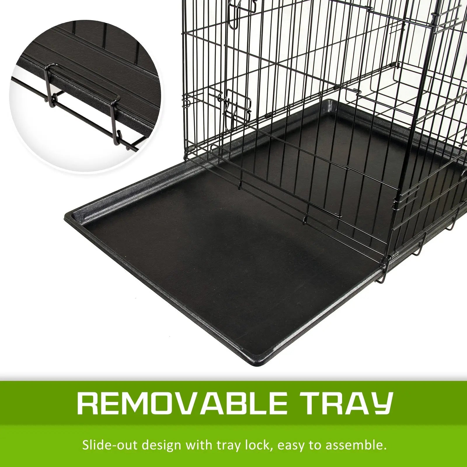Wire Dog Cage Foldable Crate Kennel 36in with Tray - Paws & Palettes