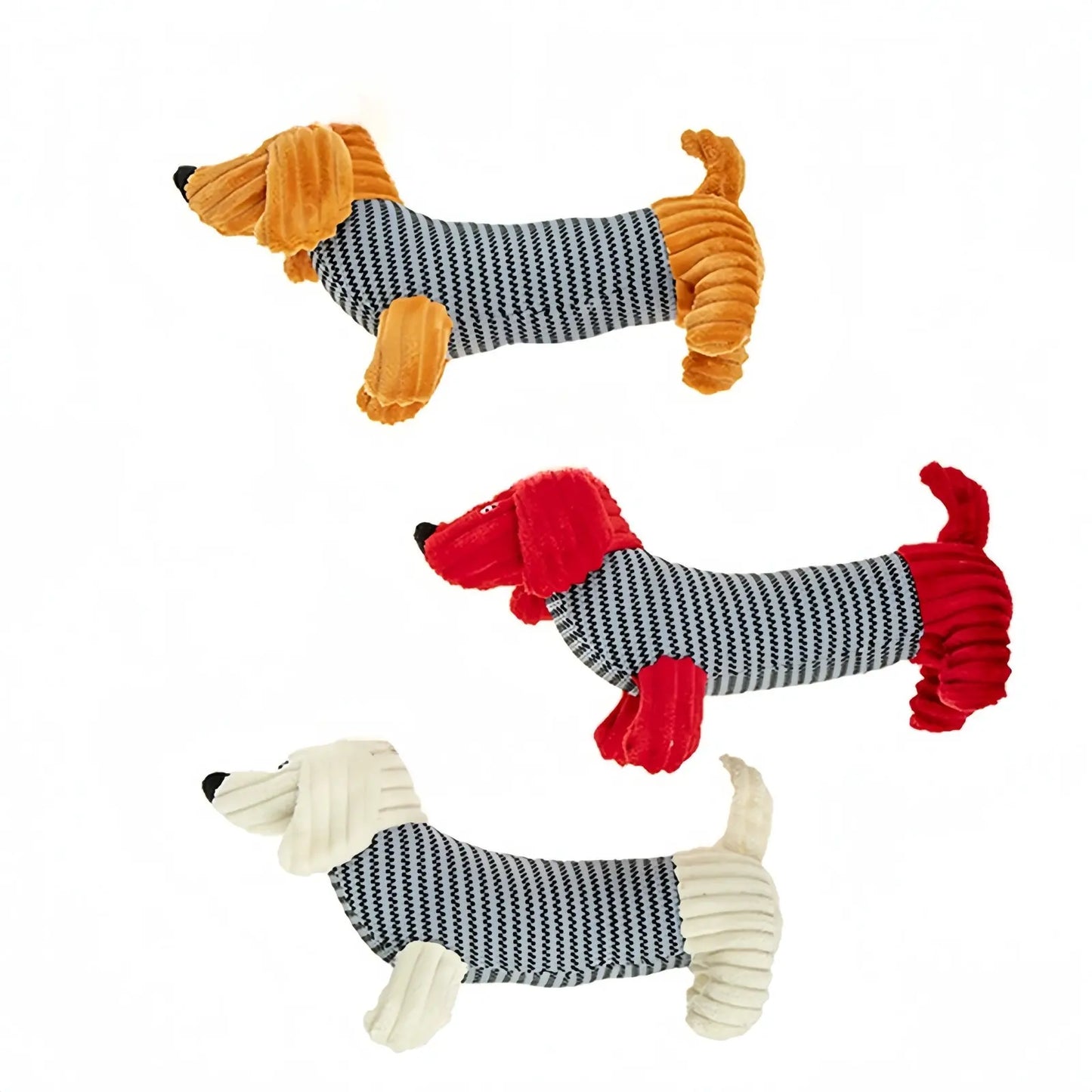 2 x Pet Puppy Dog Toy Play Animal Plush Toy Soft Squeaky Sausage Dog 35cm Toy - Paws & Palettes