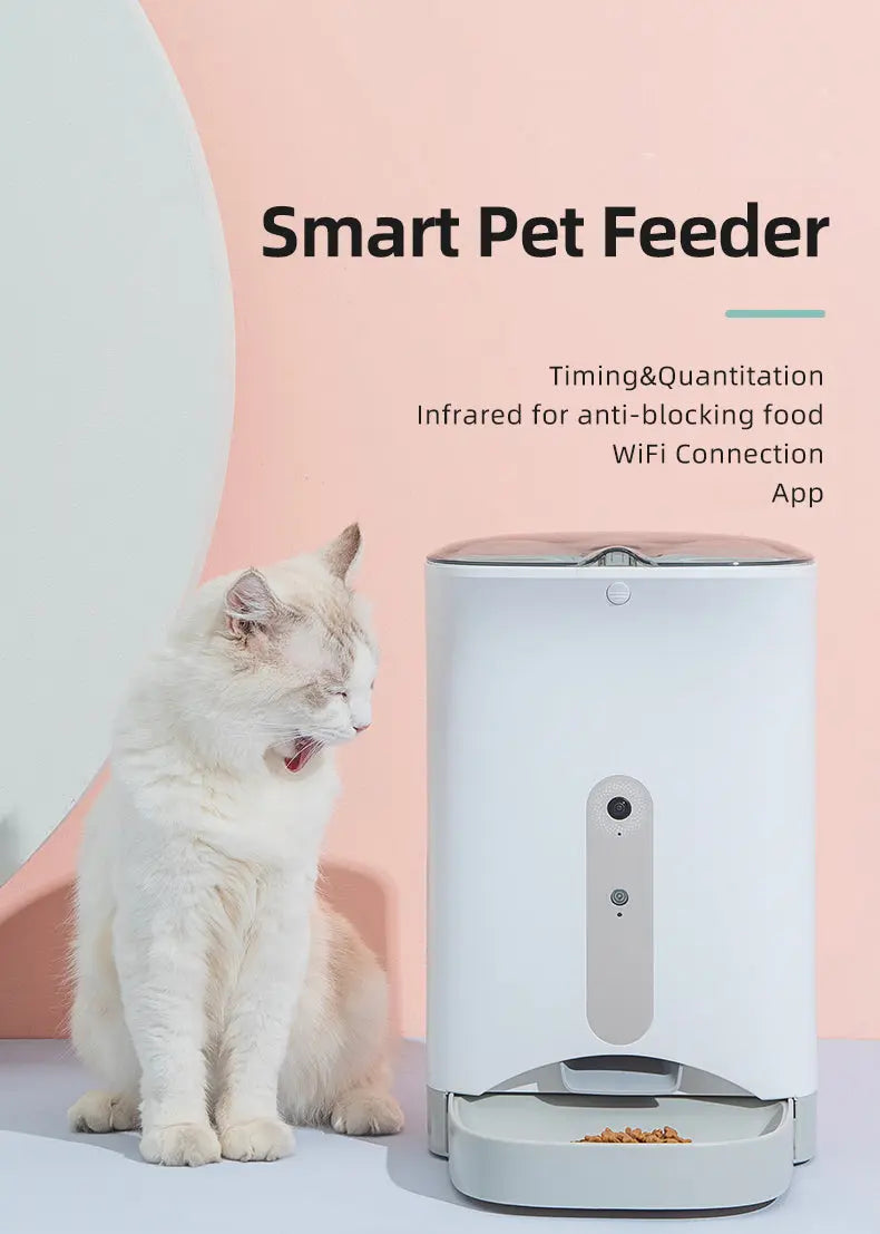 Smart Automatic Pet Dog Cat Rabbit Feeder Smartphone Camera APP for iPhone Android - Paws & Palettes