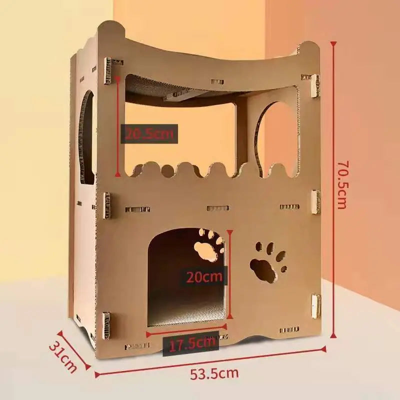YES4PETS Cat Cardboard House Tower Condo Scratcher Pet Post Furniture Double Storey - Paws & Palettes