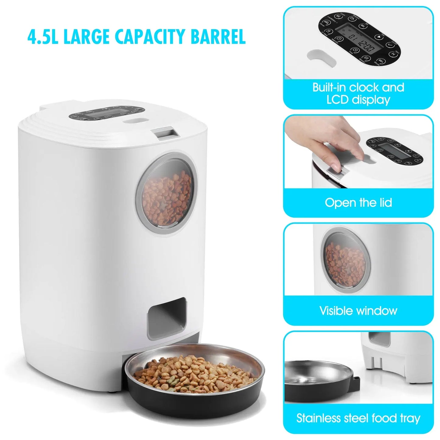 YES4PETS 4.5L Visible Automatic Digital Pet Dog Cat Feeder Food Bowl Dispenser - Paws & Palettes