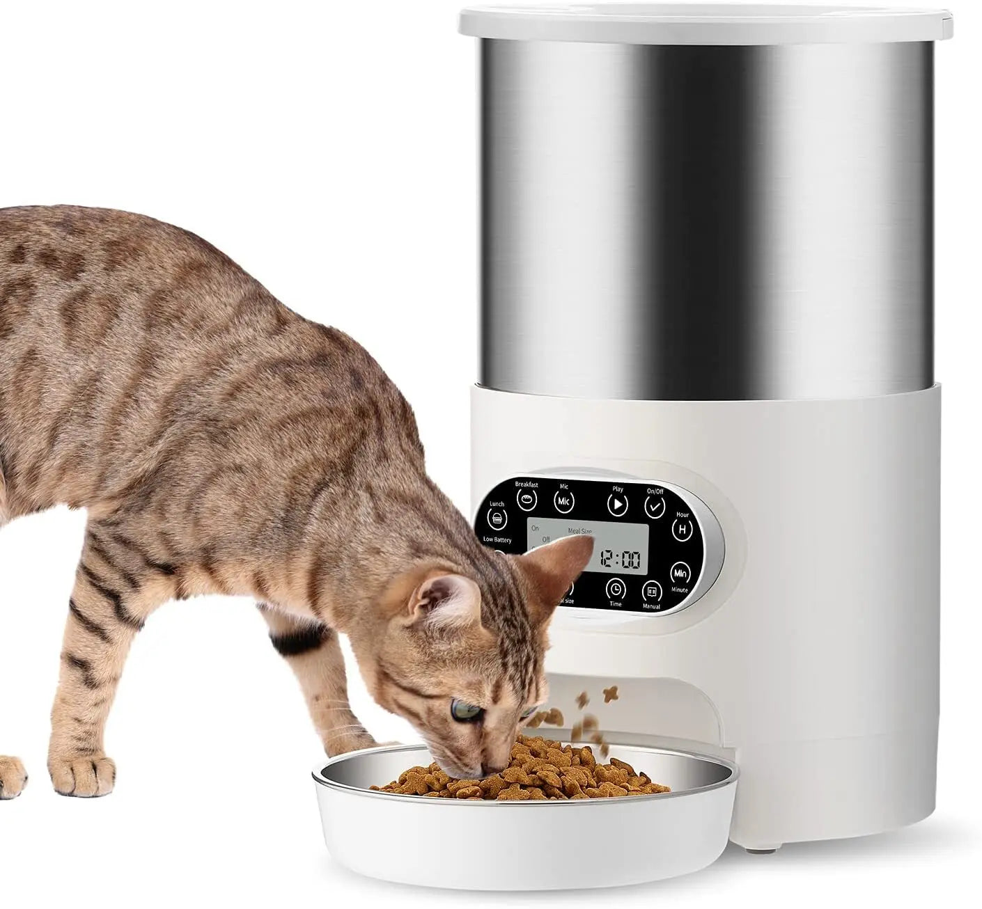 YES4PETS Electric Automatic Pet Dog Cat Rabbit Feeder Stainless Steel 3L Dispenser - Paws & Palettes