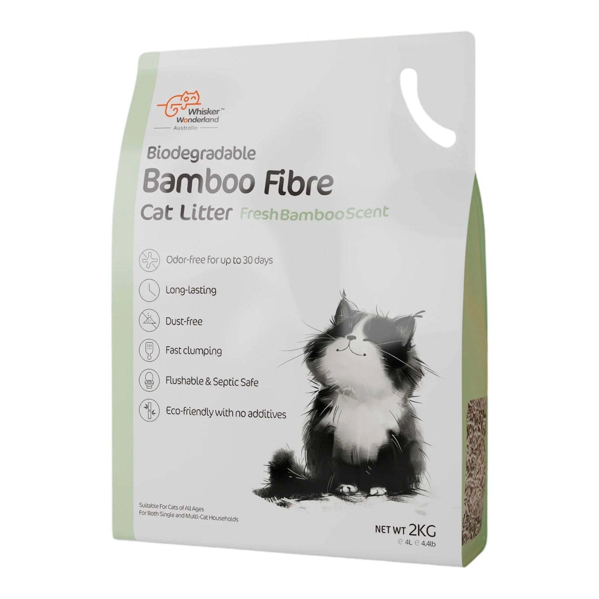Whisker Wonderland Bulk Biodegradable Bamboo Fibre Cat Litter 2KG - Full Box (Save More!) | Superior Odour Control, Fast Clumping & Flushable | Eco-Friendly Value Pack Paws & Palettes