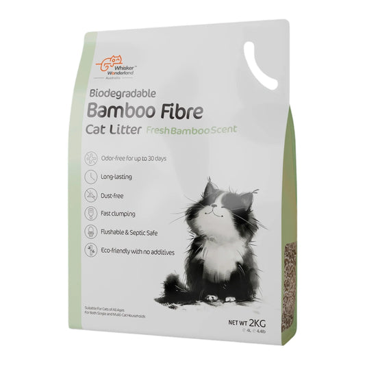 Whisker Wonderland Bulk Biodegradable Bamboo Fibre Cat Litter 2KG - Full Box (Save More!) | Superior Odour Control, Fast Clumping & Flushable | Eco-Friendly Value Pack Paws & Palettes