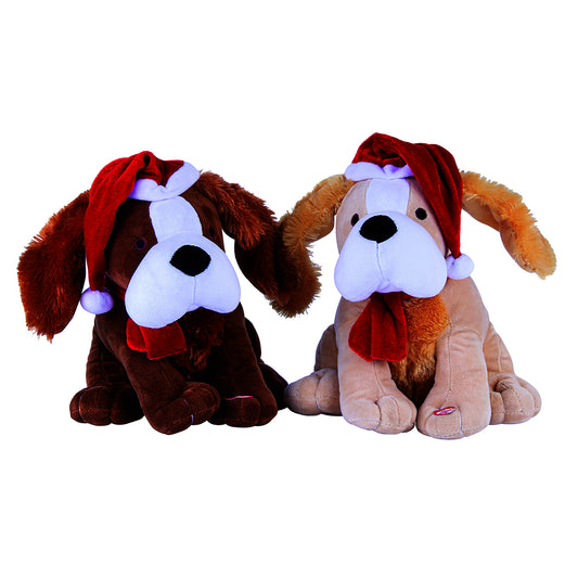 30cm Christmas Xmas Musical Dog Santa Hat Jingle Bells Decoration Agline