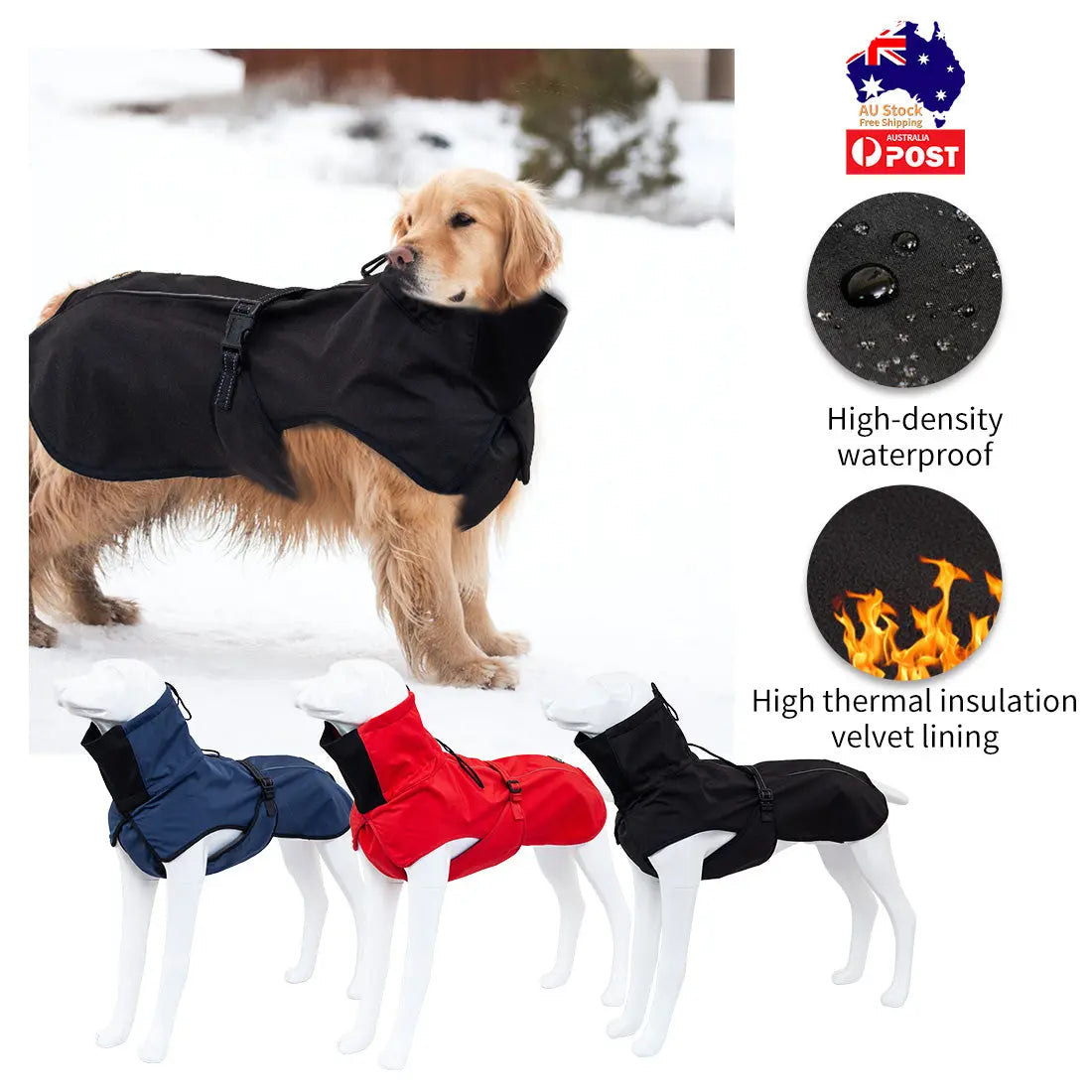 Pet Dog Raincoat Poncho Jacket Windbreaker Waterproof Clothes with Harness Hole-M-Blue - Paws & Palettes