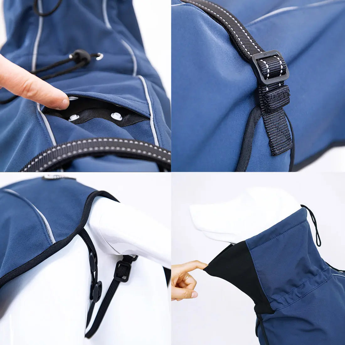 Pet Dog Raincoat Poncho Jacket Windbreaker Waterproof Clothes with Harness Hole-M-Blue - Paws & Palettes