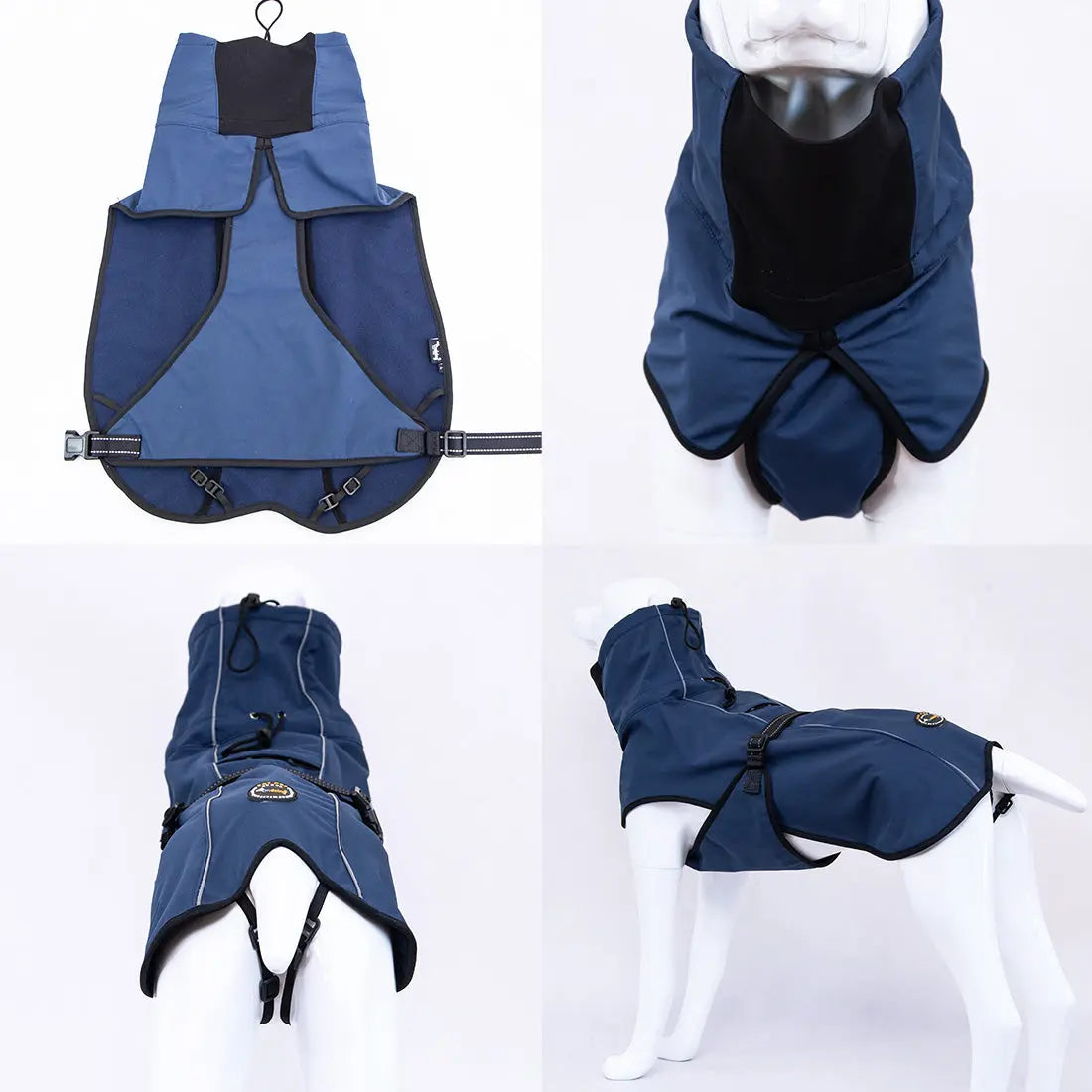 Pet Dog Raincoat Poncho Jacket Windbreaker Waterproof Clothes with Harness Hole-M-Blue - Paws & Palettes