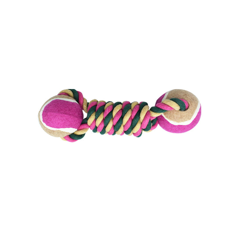 2 PCS Rose Red Durable Cotton Rope and Tennis Ball Dog Toy Set - Chew Resistant Tug Toys with Rope Dumbbell - Perfect for Dogs of All Sizes Paws & Palettes