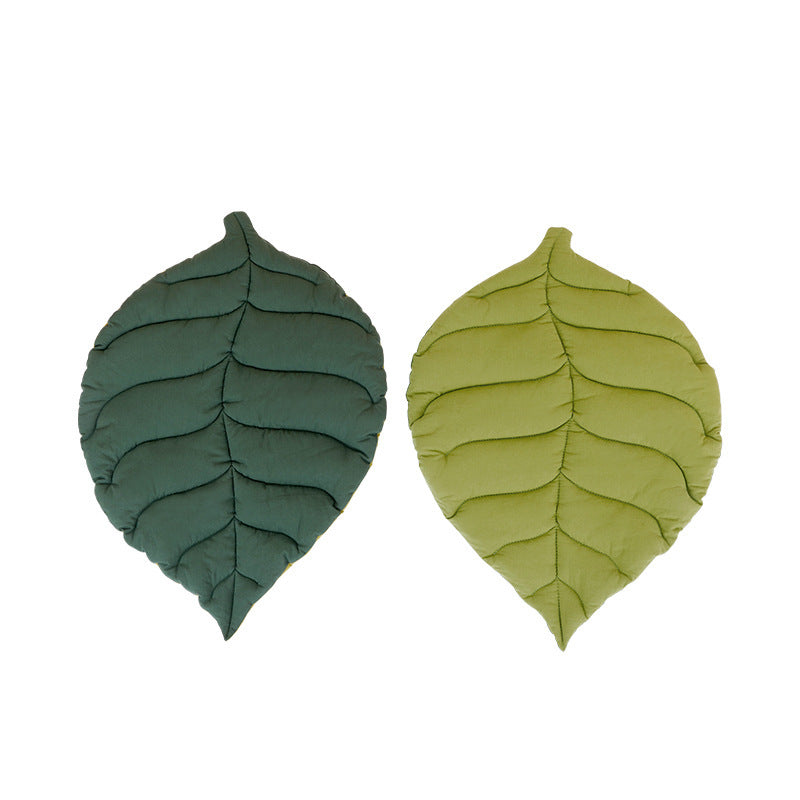 1 Pcs Green Leaf-Shaped Pet Sleeping Mat - Durable Dog Floor Pad & Cat Bed for Sleeping and Playtime Paws & Palettes