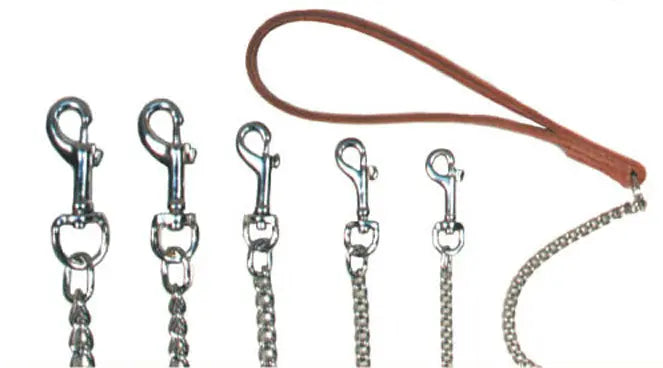 Beau Pets – Chain Lead with Leather Handle – Black - Paws & Palettes