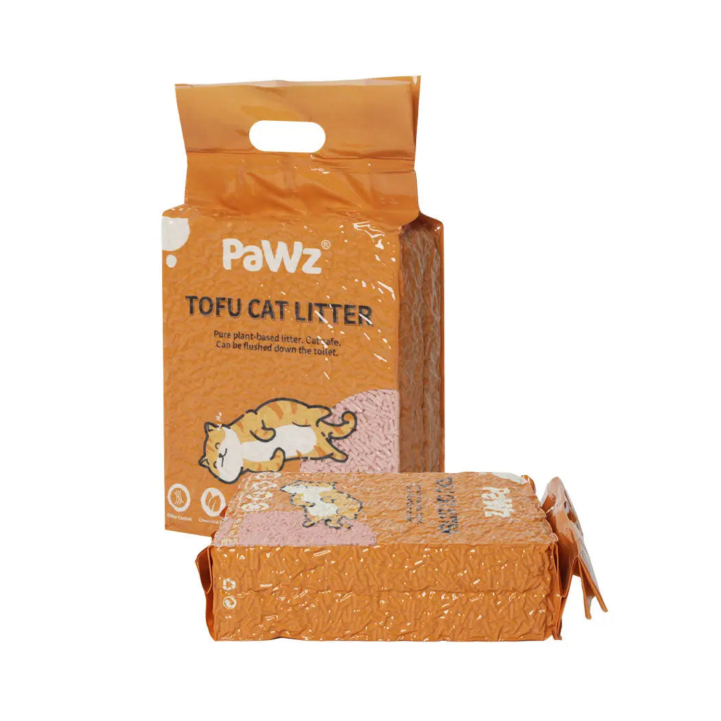PaWz 2.5kg Tofu Cat Litter Clumping Peach 6 Bags - Paws & Palettes