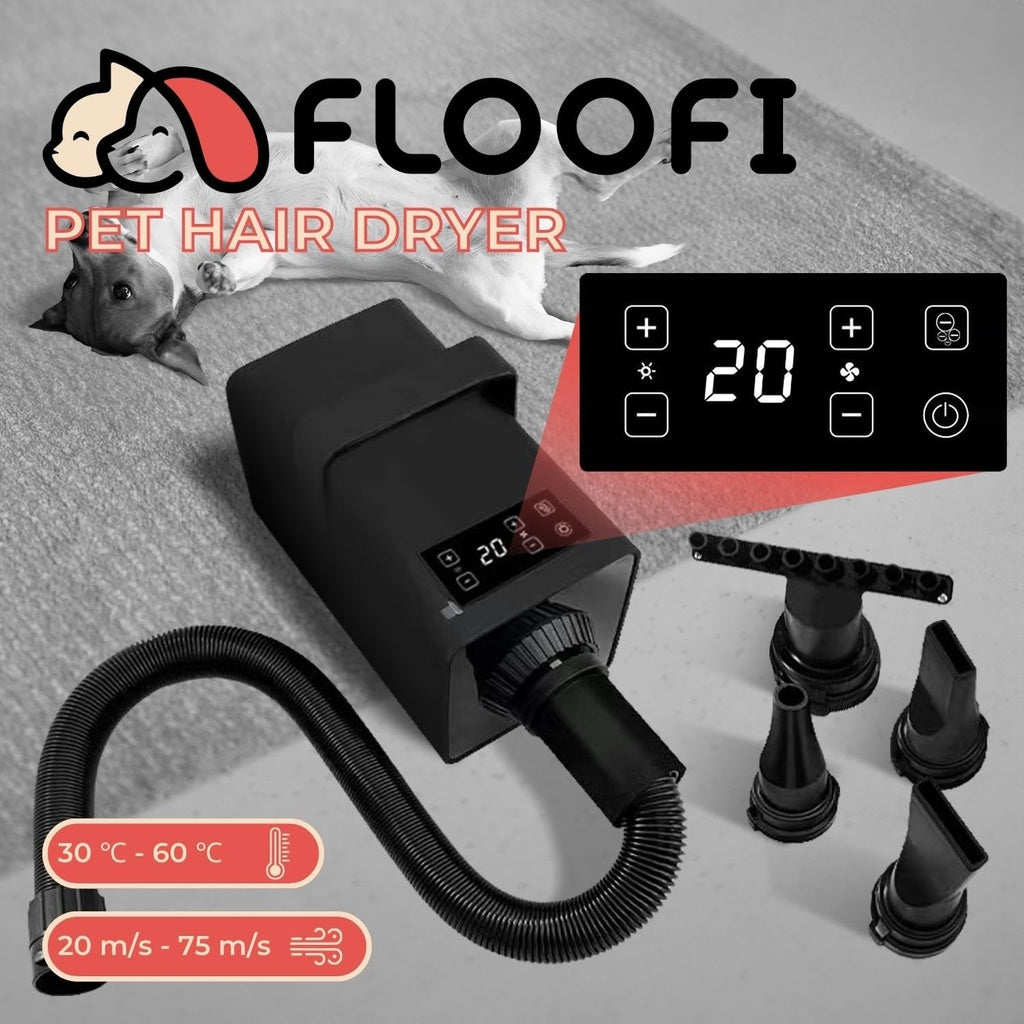 Floofi Pet Hair Dryer LED Black - Paws & Palettes