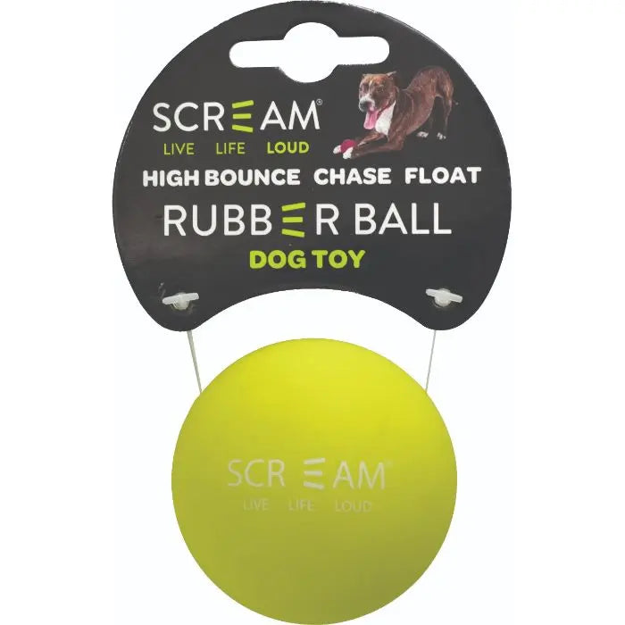 Scream – Rubber Ball – Loud Green – Medium – 6cm - Paws & Palettes