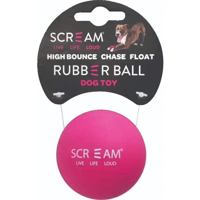 Scream – Rubber Ball – Loud Pink – Medium – 6cm - Paws & Palettes