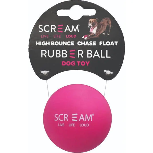 Scream – Rubber Ball – Loud Pink – Medium – 6cm - Paws & Palettes